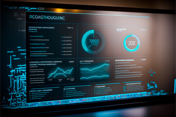    digital dashboard in 2023 against blue hologram. Artificial intelligence (AI), support for machine learning to accelerate business growth. Futuristic technology trend concept