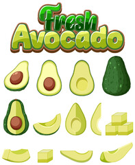 Poster - Set of avocado fruit cartoon