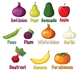 Wall Mural - set of fruits cartoon