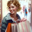 shopping girl fancy shoping bags beautiful clean exciting happy 