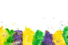 Watercolor Background For Mardi Gras Party. Celebration Greeting Card.