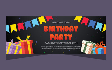 Canvas Print - Banner template for birthday celebration party