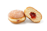 Fototapeta Na drzwi - Filled doughnut with red jam isolated