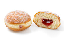 Doughnut Filled With Red Jam Isolated