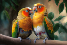 Love Birds: Love Birds Are A Romantic Image For Valentine's Day. These Birds Are Often Seen As A Symbol Of Love, With Their Bright Colors And The Joy They Bring When They Sing. Display A Pair Of These