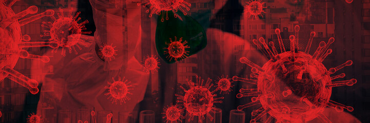 Poster - Composite image of coronavirus on white background. Testing for Coronavirus pandemic