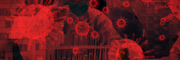 Poster - Composite image of coronavirus on white background. Testing for Coronavirus pandemic