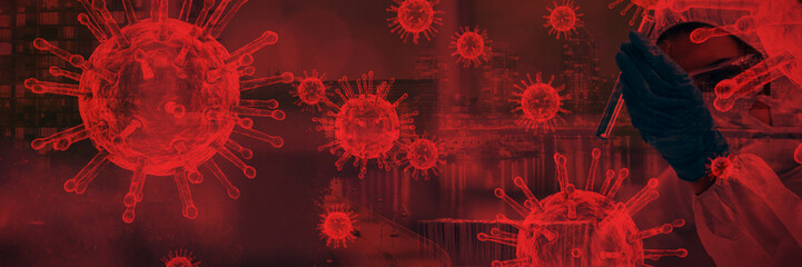 Poster - Composite image of coronavirus on white background. Testing for Coronavirus pandemic