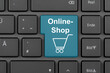 Online-Shop mit Einkaufswagen Symbol auf Tastatur