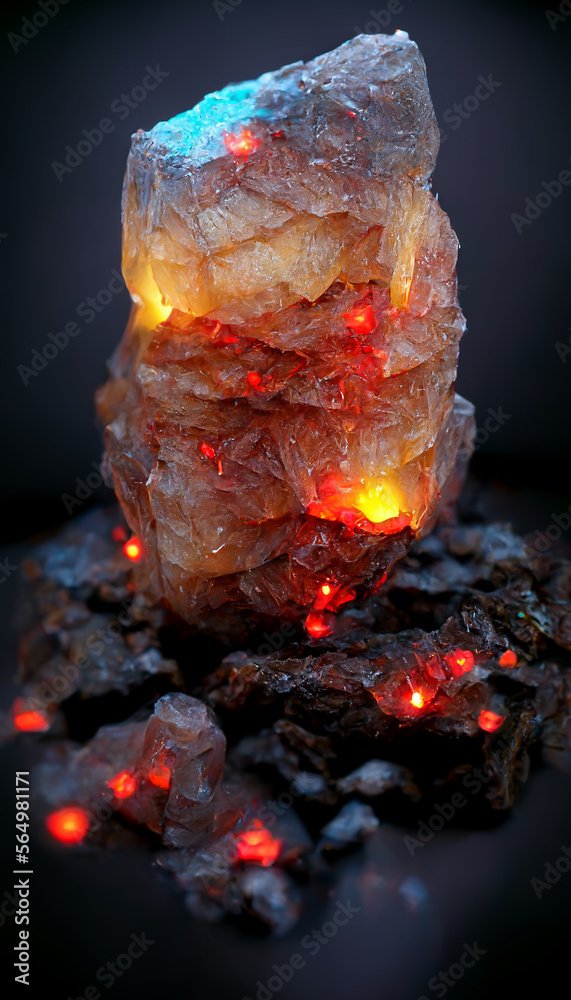 crystal cave dwarves mining glowing gemstone veins with lasers ...