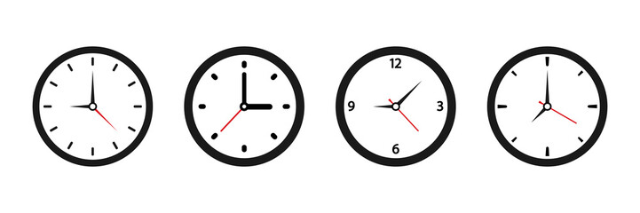 Sticker - Clock icon. Set of watches. Flat style. vector.