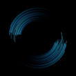 Abstract blue circle lines on black background. Logo, icon or design element.