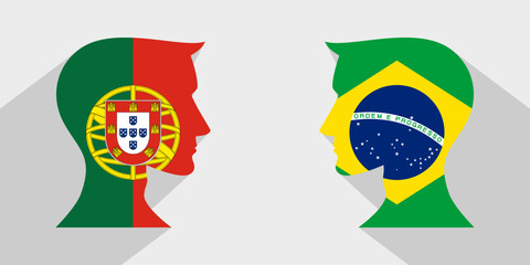 Wall Mural - face to face concept. portugal vs brazil. vector illustration