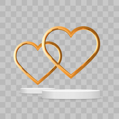 Wall Mural - Gold Heart Element Design. Valentines Day Template. Vector Illustration