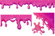 Set Slime purple and pink, jelly glaze with drips and glitter in cartoon style seamless isolated on white background.