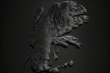  a black and white photo of a large piece of land in the middle of the ocean with a black background and a black background with a black border and white border of the image of the.  generative ai