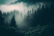 Fog and clouds on mountain. AI generated