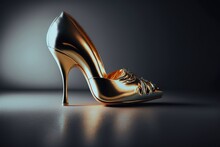 Dark Background And The Ladies Shoe-spiky With Crystals. AI Generated