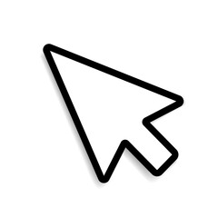 Poster - A white computer mouse pointer icon with a black outline on a white background. Vector illustration.