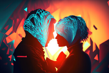 Wall Mural - Warm Connection of Hearts Generative AI