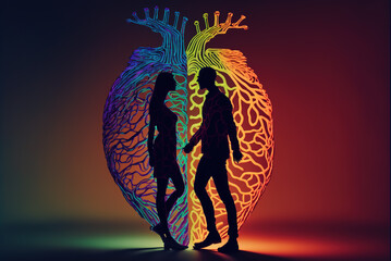 Wall Mural - Warm Connection of Hearts Generative AI