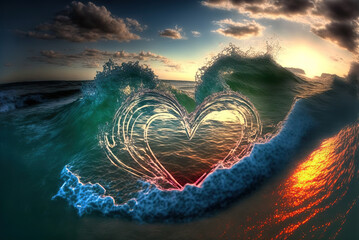 Wall Mural - Love at the Heart of the Sea Generative AI