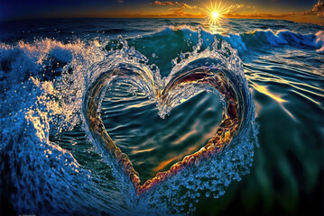 Wall Mural - Love at the Heart of the Sea Generative AI