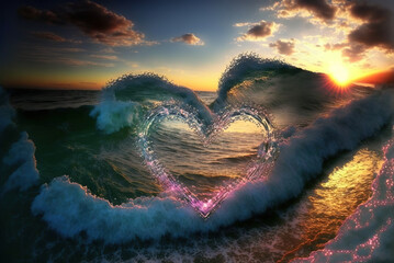 Wall Mural - Love at the Heart of the Sea Generative AI