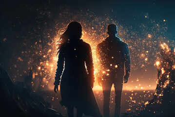 Wall Mural - Spark Between a Man and a Woman Generative AI