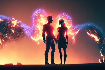 Wall Mural - Spark Between a Man and a Woman Generative AI