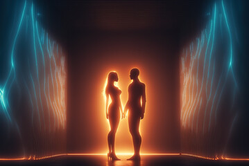 Wall Mural - Spark Between a Man and a Woman Generative AI