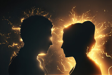 Wall Mural - Spark Between a Man and a Woman Generative AI