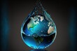 World water day. Globe Concept design for planet earth made of water illustration generative ai