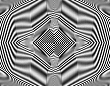 Abstract Background With Optical Illusion Wave. Black And White Horizontal Lines With Wavy Distortion Effect For Prints, Web Pages, Template, Posters, Monochrome Backgrounds And Pattern