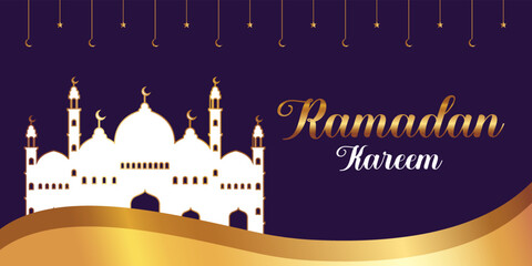 Wall Mural - Ramadan Kareem with mosque decorative banner background