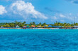 A view towards the coastline on the island of Eleuthera, Bahamas on a bright sunny day
