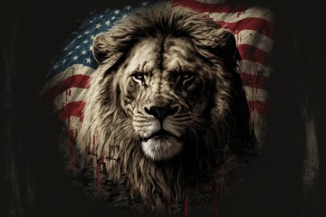 The American Flag Roars with a Lion's Pride Generative AI