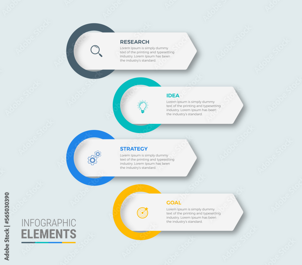 Business infographic template design icons 4 options or steps Stock ...
