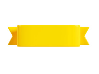Poster - Yellow ribbon banner 3d render - illustration of glossy text box for title sign or advertising message.