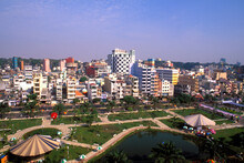 Aerial Of City Center Pham Ngu Lao Area Ho Chi Minh City Saigon Vietnam