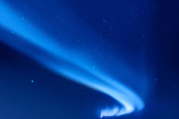 Wall Mural - Night starry sky and polar lights. Blue aurora borealis. Indigo color