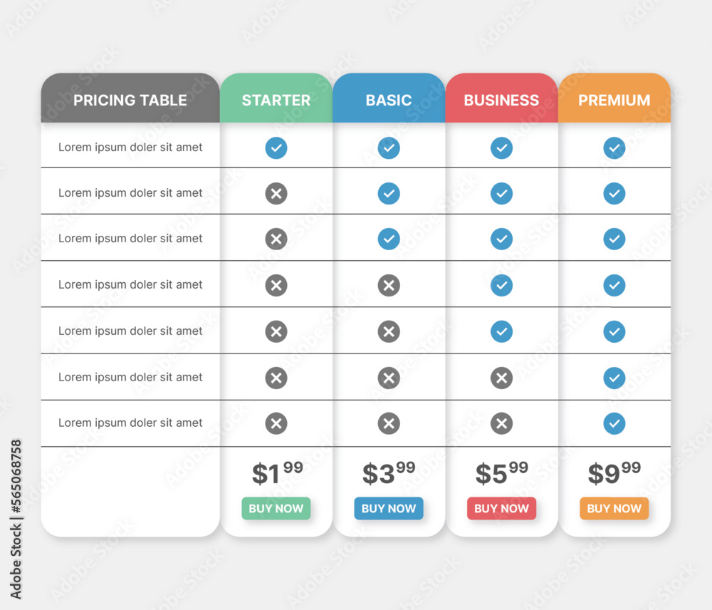 Subscription Plan Price Comparison Table Infographic Design Template ...
