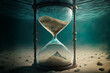 © MiaStendal - Hourglass at the bottom of the ocean. Seascape, time underwater. Fantasy. AI