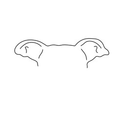 Wall Mural - vector isolated dog puppy top of the head with ears colorless black and white contour line easy draw