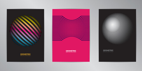 Geometric cover design background set A4 format. Background op-art abstract. Flyer, presentation, brochure, banner, poster design