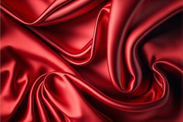  Red luxury silk fabric, red luxury satin fabric background, ai generative