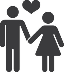 Sticker - Loving couple black icon. Man and woman with heart sign