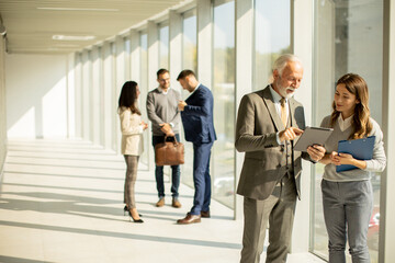 Wall Mural - Modern business people using digital tablet in the office