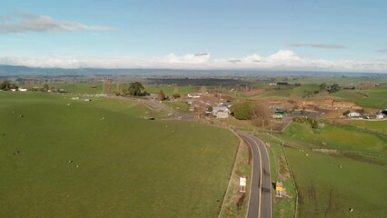 Wall Mural - Beaufitul hills of New Zealand on a sunny winter day, aerial panorama