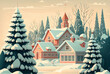 © Sci-Fi Agent - Christmas village with cute houses. Happy new year and merry christmas. Generative Ai Art. Winter forest.